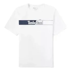 Tricou cu mânecă scurtă și imprimeu cu logo Timberland, alb