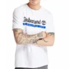 Tricou cu mânecă scurtă și imprimeu cu logo Timberland, alb