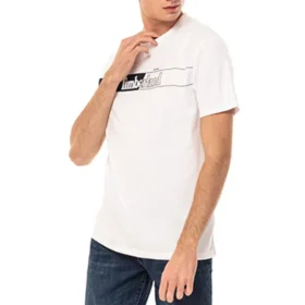 Tricou cu mânecă scurtă și imprimeu cu logo Timberland, alb