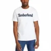 Tricou cu mânecă scurtă și imprimeu cu logo Timberland, alb