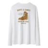 Tricou cu mâneci lungi și logo pe încălțăminte „Alb Galben”