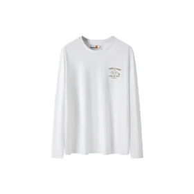 Tricou cu mâneci lungi și logo pe încălțăminte „Alb Galben”