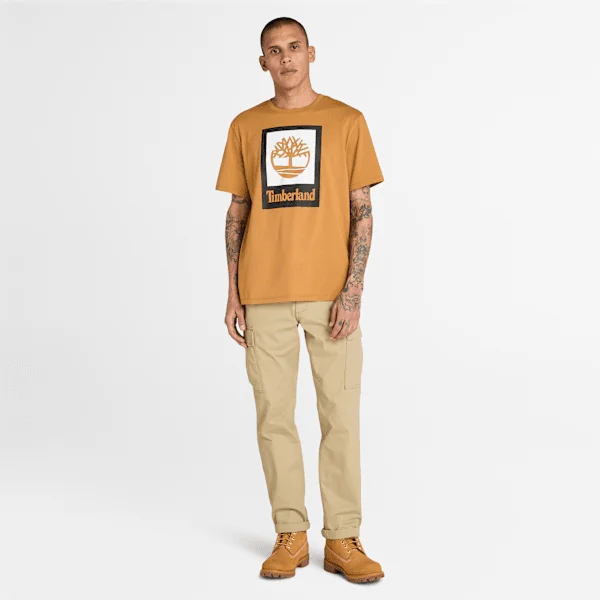 Tricou cu mâneci scurte și logo pătrat Tricou cu mâneci scurte și logo pătrat