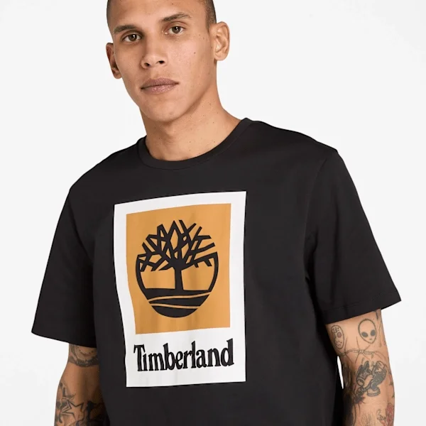 Tricou cu mâneci scurte și logo pătrat Tricou cu mâneci scurte și logo pătrat