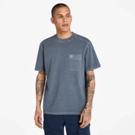 Tricou pentru bărbați Merrymack River, vopsit în bucată, cu buzunar la piept